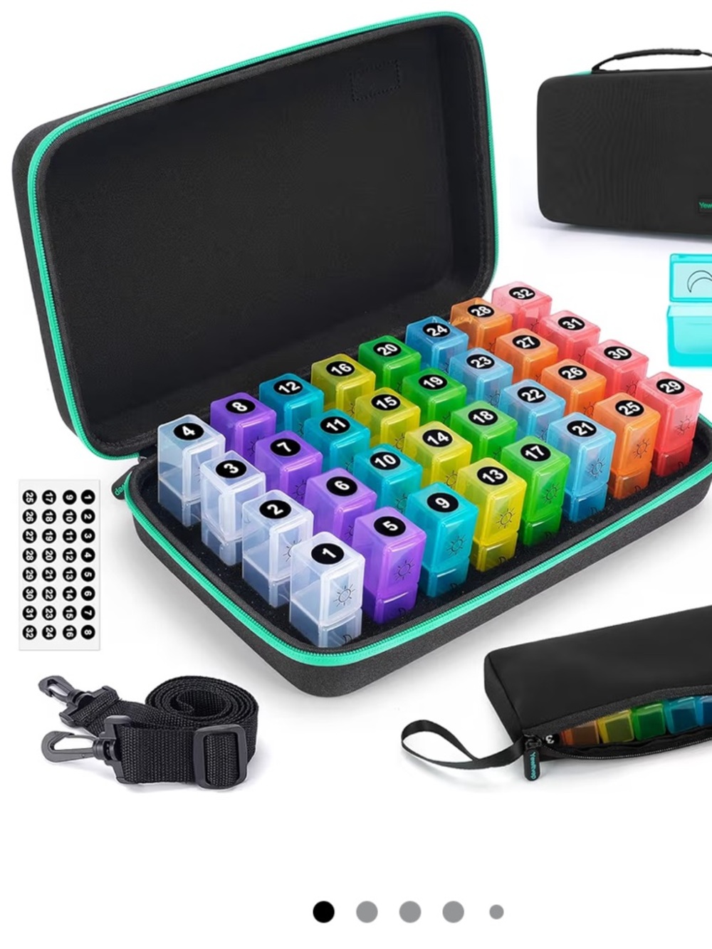 Monthly 32-Compartment Travel Pill Organizer Case - Multi Color